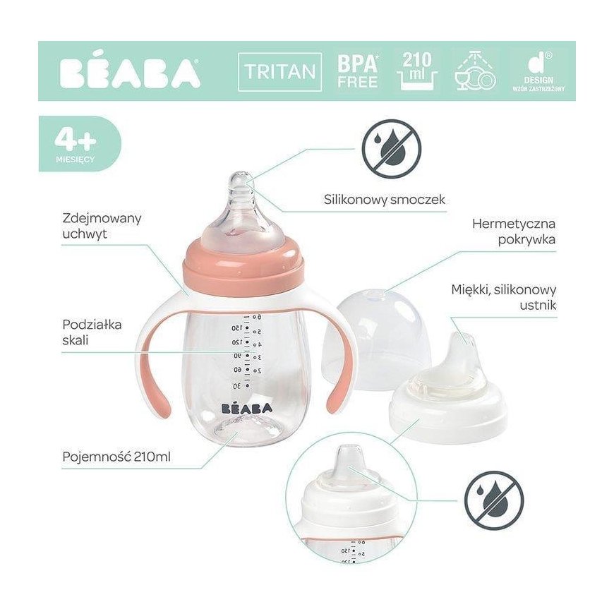 BEABA MOKOMASIS BUTELIUKAS-GERTUVĖ 2IN1, 210 ML, OLD Rožinis – 8