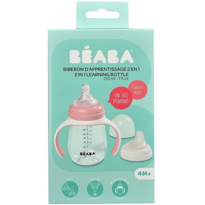 BEABA TRAINING BOTTLE-DRUNK 2IN1, 210 ML, OLD Pink – 10