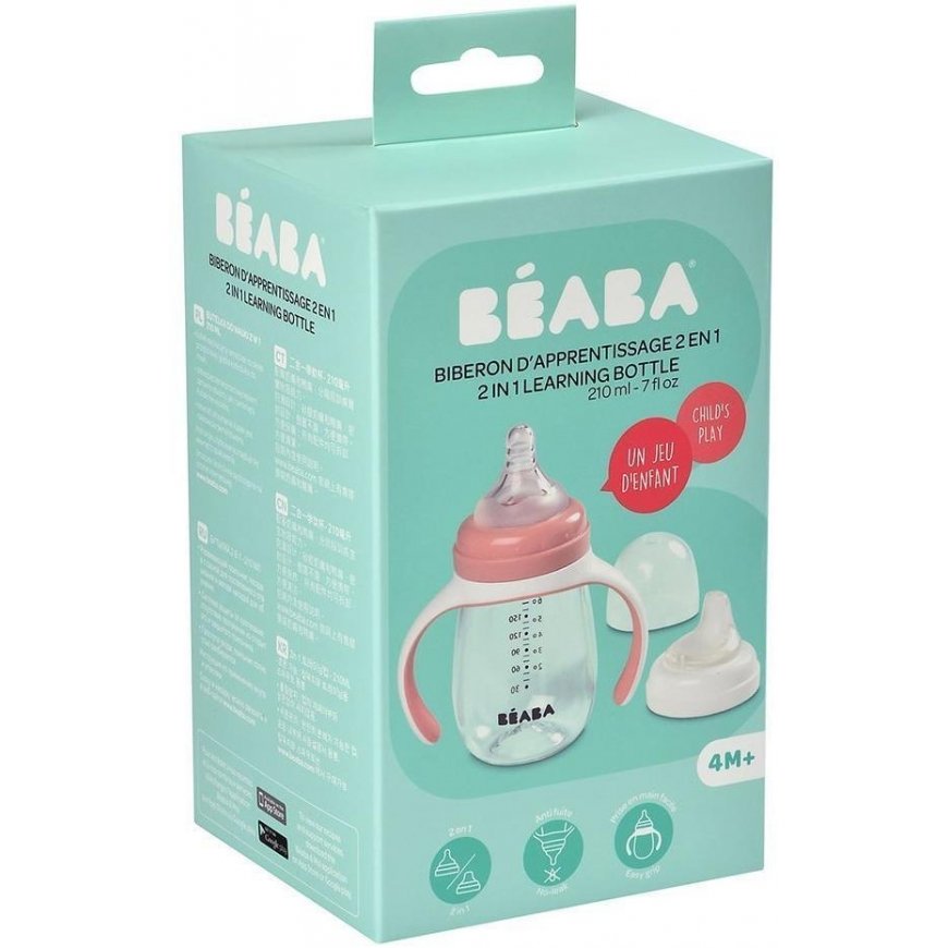 BEABA TRAINING BOTTLE-DRUNK 2IN1, 210 ML, OLD Pink – 11