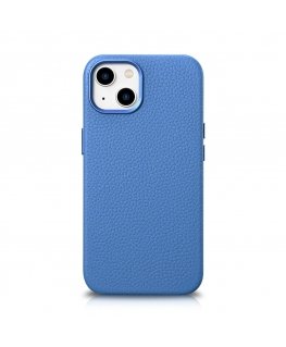 iCarer Litchi Premium Leather Case iPhone 14 Plus Magnetic Leather Case with MagSafe Light Blue (WMI14220711-LB)