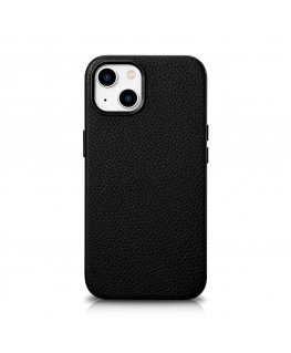 iCarer Litchi Premium Leather Case iPhone 14 Plus Magnetic Leather Case with MagSafe Black (WMI14220711-BK)