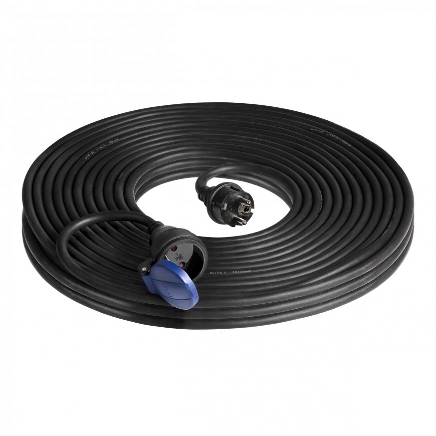Orno IP44 splash-proof workshop extension cord, 1x2P + Z 30m, rubber oil-resistant cable H07RN-F 3x1 – 7
