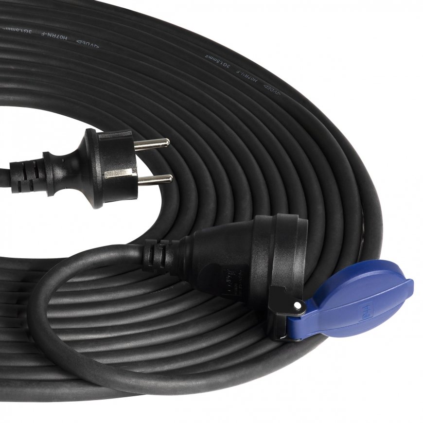 Orno IP44 splash-proof workshop extension cord, 1x2P + Z 30m, rubber oil-resistant cable H07RN-F 3x1 – 8