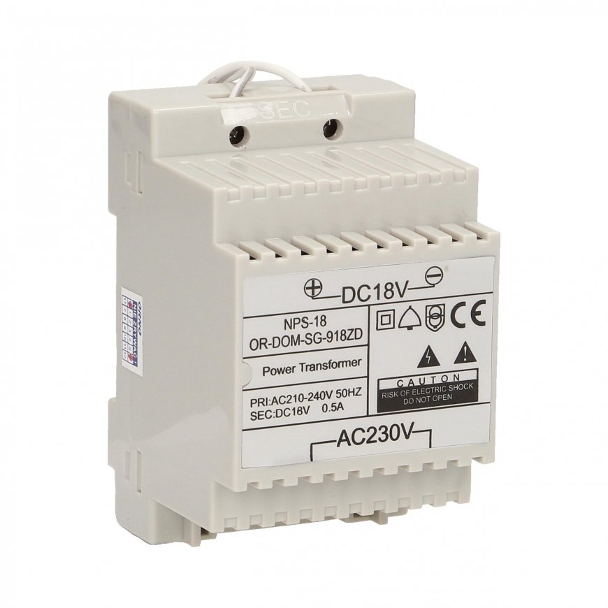 Orno 18VDC / 0.5A DIN rail power supply for SAGITTA series intercoms – 8