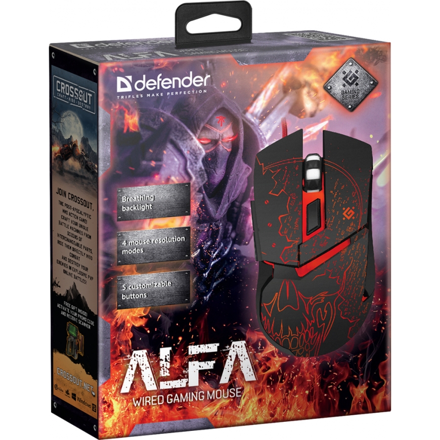 Defender Alfa GM-703L mouse Right-hand USB Type-A Optical 3200 DPI – 6