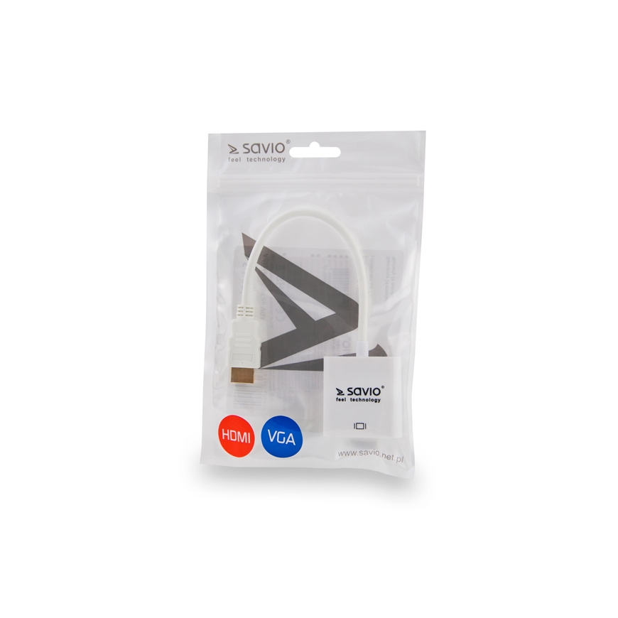 Savio CL-27/B vaizdo kabelio adapteris HDMI A tipo (standartinis) VGA (D-Sub) Balta – 2