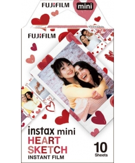 Fujifilm instax mini film heart sketch