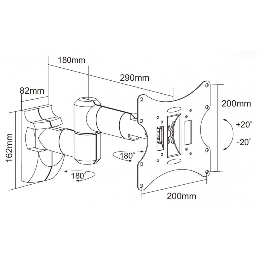 Cabletech UCH0043A Laikiklis LED/LCD/Plasma TV 23-42", iki 30kg (vert/hor) – 4