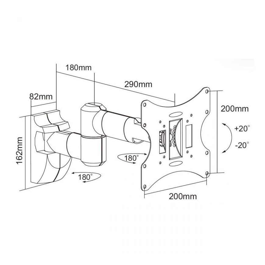 Cabletech UCH0043A Laikiklis LED/LCD/Plasma TV 23-42", iki 30kg (vert/hor) – 6