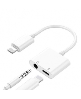 Extra Digital Dvigubas adapteris iPhone Lightning - 3.5 mm ausinėms ir krovikliui