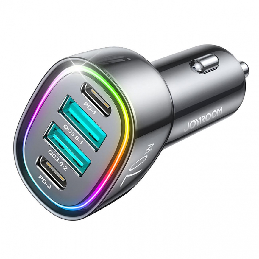 Joyroom automobilinis įkroviklis 70 W su 4 prievadais: 2 x USB C, 2 x USB juodas (JR-CL29)