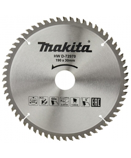 Makita D-72970 TCT saw 190X2.2X30mm 5° T60 for cutting aluminum