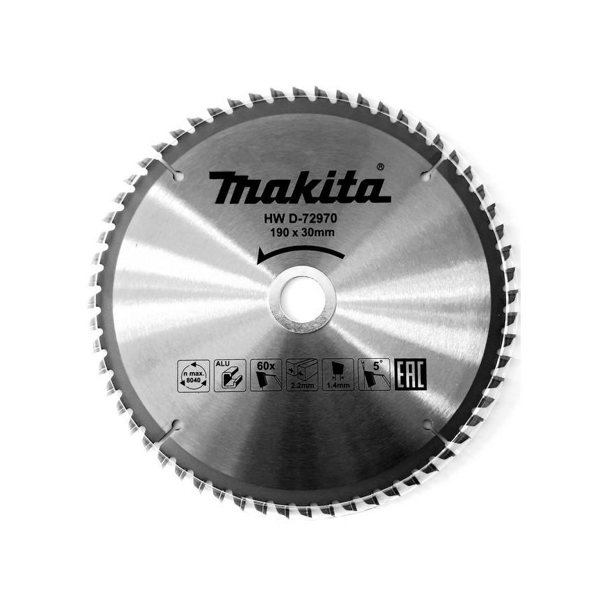 Makita D-72970 T.C.T. pjūklas 190X2.2X30mm 5° T60 aliuminio pjovimui – 2