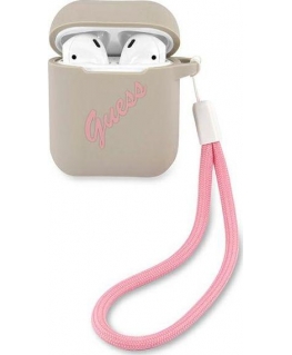 Guess protective case GUACA2LSVSGP silicone vintage for AirPods 1/2 gray pink