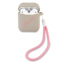 Guess protective case GUACA2LSVSGP silicone vintage for AirPods 1/2 gray pink