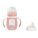 BEABA MOKOMASIS STIKLINIS BUTELIUKAS-GERTUVĖ 2IN1, 210 ML, OLD Rožinis, SILIKONINIAME DĖKLE BEABA MOKOMASIS STIKLINIS BUTELIUKAS-GERTUVĖ 2IN1, 210 ML, OLD Rožinis, SILIKONINIAME DĖKLE