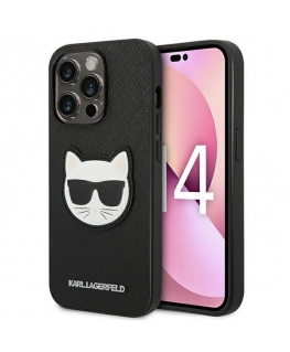 Case Karl Lagerfeld KLHCP14LSAPCHK "iPhone 14 Pro 6.1" hardcase black/Black Saffiano Choupette Head Patch