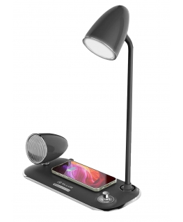 Tellur Nostalgia Wireless Desk Charger, Bluetooth Speaker, Desk Lamp black