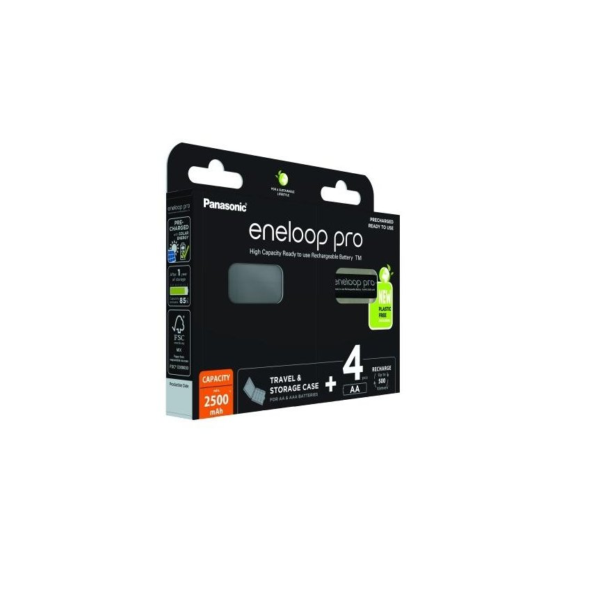 Rechargeable batteries Panasonic ENELOOP Pro BK-3HCDEC4BE, 2500 mAh, 500 (4xAA) in a box – 3