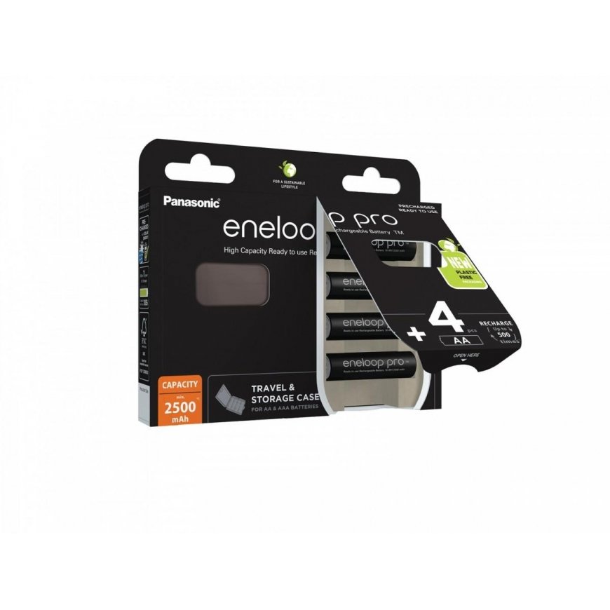 Rechargeable batteries Panasonic ENELOOP Pro BK-3HCDEC4BE, 2500 mAh, 500 (4xAA) in a box – 5
