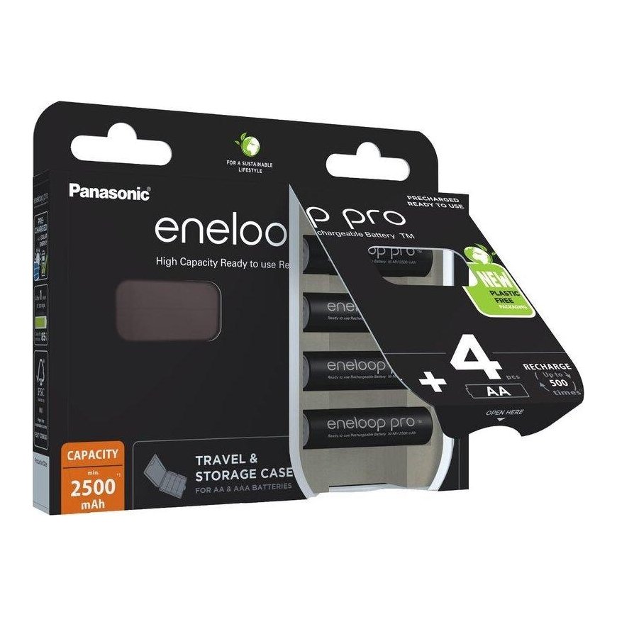 Rechargeable batteries Panasonic ENELOOP Pro BK-3HCDEC4BE, 2500 mAh, 500 (4xAA) in a box – 6