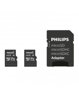 Philips MicroSDXC 2-Pack 64GB Class 10 UHS-I U1 incl. Adapter