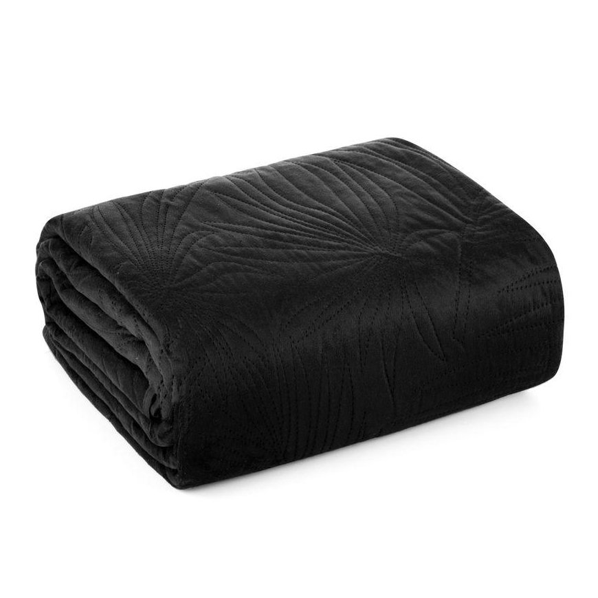 Eurofirany DESIGN 91 LUIZ / 4 Velvet bedspread, quilted by hot pressing with a pattern of palm leaves, 170X210 cm, color: black – 2