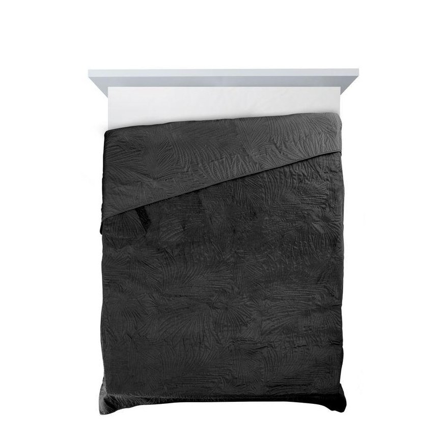 Eurofirany DESIGN 91 LUIZ / 4 Velvet bedspread, quilted by hot pressing with a pattern of palm leaves, 170X210 cm, color: black – 3