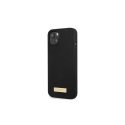 Guess GUHMP13LSPLK iPhone 13 Pro / 13 6,1 colio juodas/juodas kietas dėklas, silikoninis logotipas MagSafe Guess GUHMP13LSPLK iPhone 13 Pro / 13 6,1 colio juodas/juodas kietas dėklas, silikoninis logotipas MagSafe