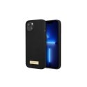 Guess GUHMP13LSPLK iPhone 13 Pro / 13 6,1 colio juodas/juodas kietas dėklas, silikoninis logotipas MagSafe Guess GUHMP13LSPLK iPhone 13 Pro / 13 6,1 colio juodas/juodas kietas dėklas, silikoninis logotipas MagSafe
