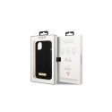 Guess GUHMP13LSPLK iPhone 13 Pro / 13 6,1 colio juodas/juodas kietas dėklas, silikoninis logotipas MagSafe Guess GUHMP13LSPLK iPhone 13 Pro / 13 6,1 colio juodas/juodas kietas dėklas, silikoninis logotipas MagSafe