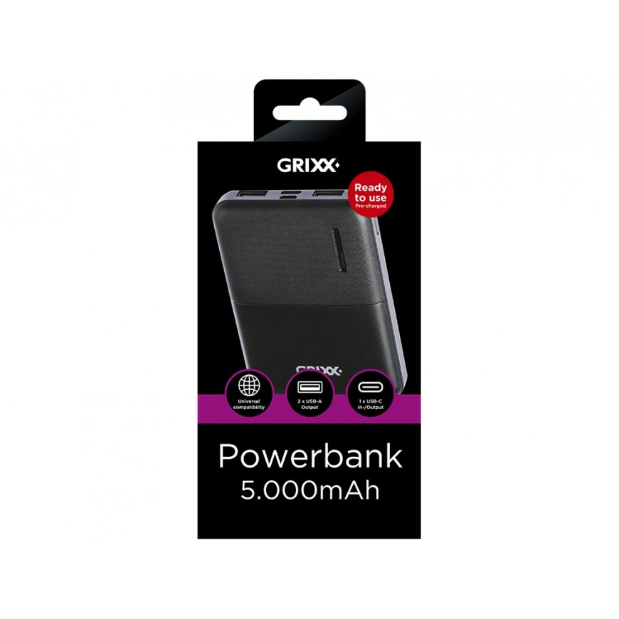 Grixx Powerbank 5000mAh Micro USB &