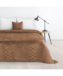 Eurofirany DESIGN 91 LUIZ / 3 Velvet bedspread, quilted by hot pressing with a geometric pattern, 170X210 cm, color: brick