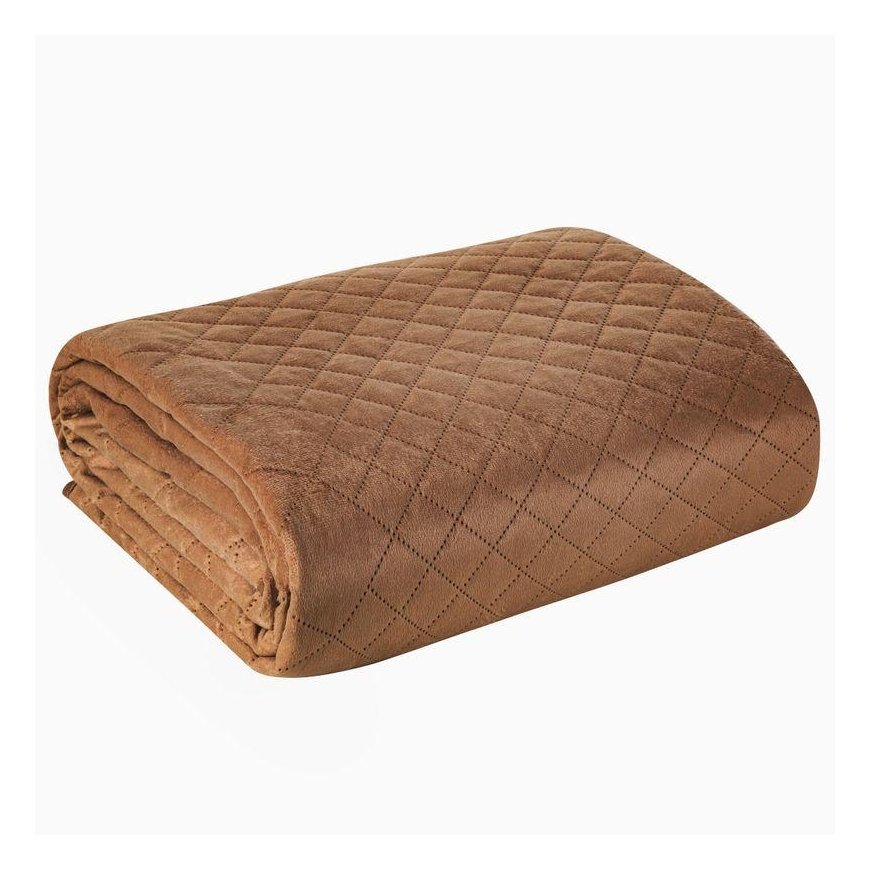 Eurofirany DESIGN 91 LUIZ / 3 Aksominė lovatiesė, dygsniuota karšto spaudimo būdu su geometriniu raštu, 170X210 cm, spalva: plyt – 2