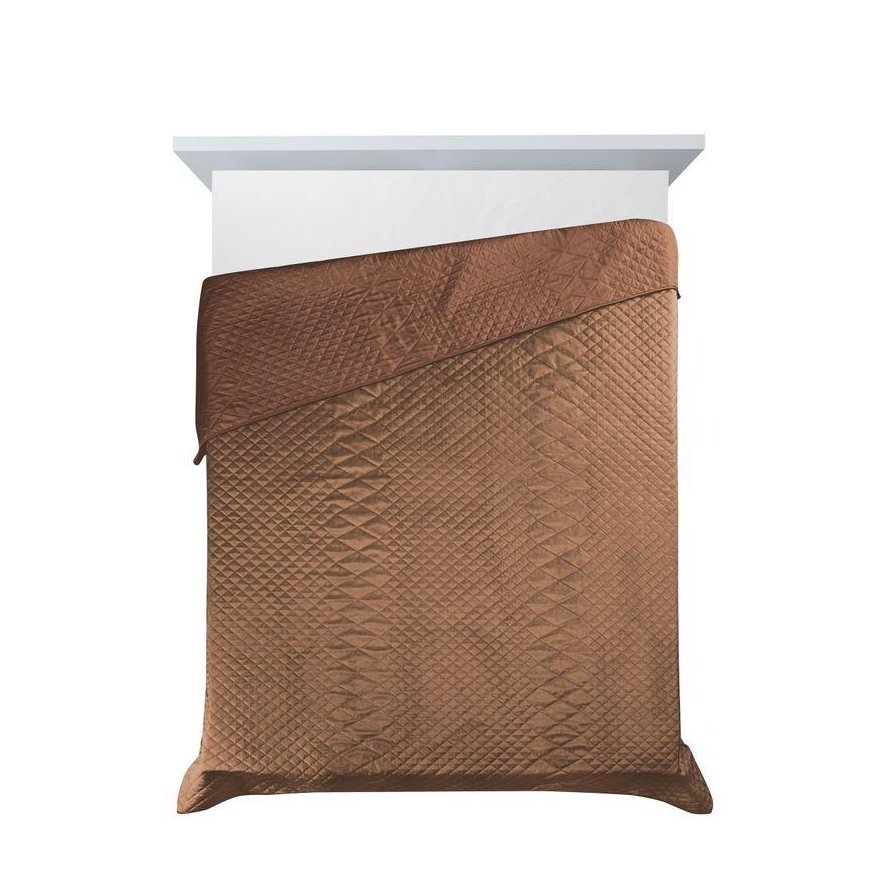 Eurofirany DESIGN 91 LUIZ / 3 Aksominė lovatiesė, dygsniuota karšto spaudimo būdu su geometriniu raštu, 170X210 cm, spalva: plyt – 3