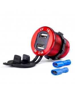 Amio Waterproof charger with voltage tester 2xusb 12 / 24v mod-11