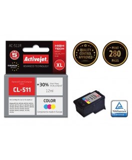 Activejet AC-511R tintes kārtridžs 1 pcs Saderība Augsta (XL) produktivitāte Tirkīzzils, Fuksīns, Dzeltens