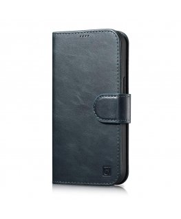 icarer oil Wax Wallet Case 2 in1 Cover iPhone 14 Plus Anti-RFID Leather Flip Case Blue (WMI14220723-BU)