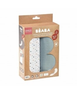 BEABA COTTON 2 PCS. XXL SIZE DIAPER SET 120X120 CM, BALTIC BLUE/POINTS