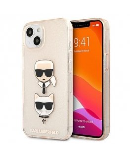 Karl Lagerfeld KLHCP13SKCTUGLGO iPhone 13 mini 5,4" zlotų/auksinis kietas dėklas Glitter Karl`s & Choupette