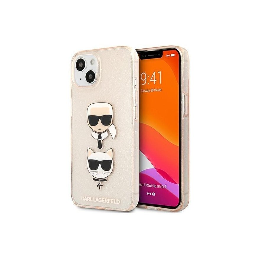 Karl Lagerfeld KLHCP13SKCTUGLGO iPhone 13 mini 5,4" zlotų/auksinis kietas dėklas Glitter Karl`s & Choupette