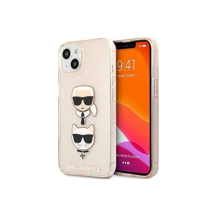Karl Lagerfeld KLHCP13SKCTUGLGO iPhone 13 mini 5,4" zlotų/auksinis kietas dėklas Glitter Karl`s & Choupette – 2