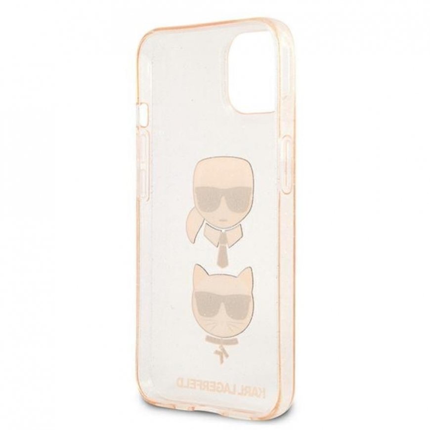 Karl Lagerfeld KLHCP13SKCTUGLGO iPhone 13 mini 5,4" zlotų/auksinis kietas dėklas Glitter Karl`s & Choupette – 3