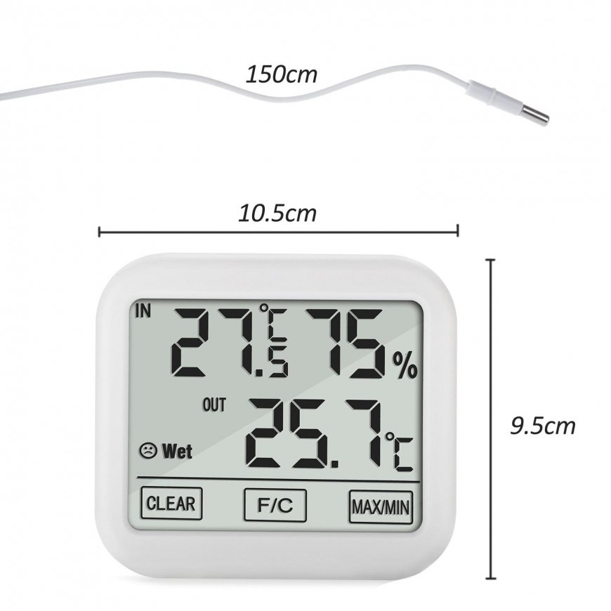 Weather Station Thermometer Hygrometer Indoor Outdoor Temperature Humidity – 8