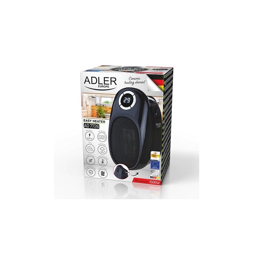 Adler Thermofan - Easy Heater AD 7726 Ceramic, 400 W, Number of power levels 2, Suitable for rooms u – 2