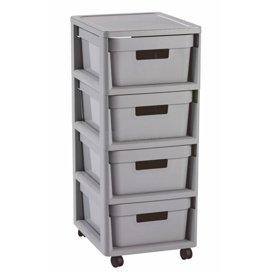 Curver Infinity 4 x 10l avec 4 tiroirs de Coffre des tiroirs de Storage Chariot