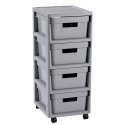 Curver Infinity 4 x 10l avec 4 tiroirs de Coffre des tiroirs de Storage Chariot