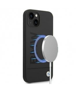 Case BMW BMHMP14MSLBLBK iPhone 14 Plus 6.7 inch Black / Black Hard Silicone Signature Logo Magsafe