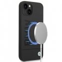 Dėklas BMW BMHMP14MSLBLBK iPhone 14 Plus 6,7 colio juodas / juodas kietas silikono parašo logotipas Magsafe