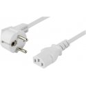 Fuj:tech maadoitettu laitekaapeli, kulmaliitin CEE 7/7 - suora IEC 60320 C13, pituus 10 metriä, valk Fuj:tech maadoitettu laitekaapeli, kulmaliitin CEE 7/7 - suora IEC 60320 C13, pituus 10 metriä, valk